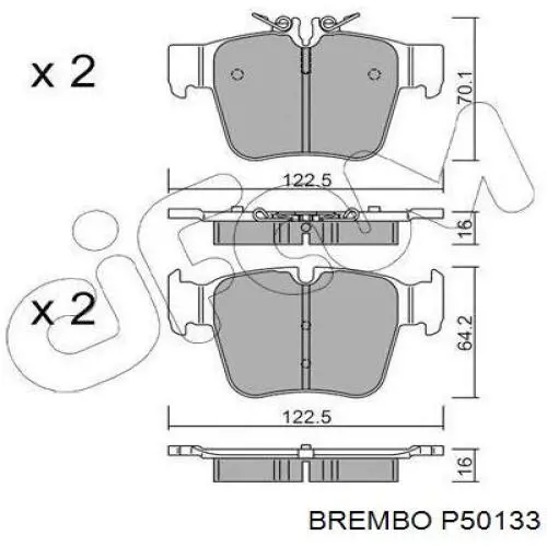Купить P50133 Brembo Колодки тормозные задние, дисковые
