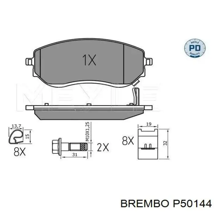 Передние тормозные колодки P50144 Brembo