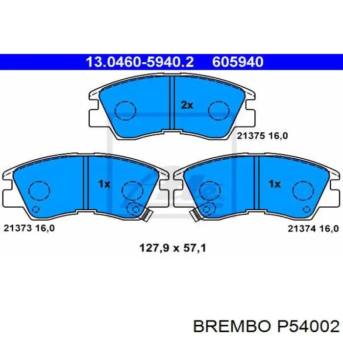 Pastillas de freno delanteras P54002 Brembo
