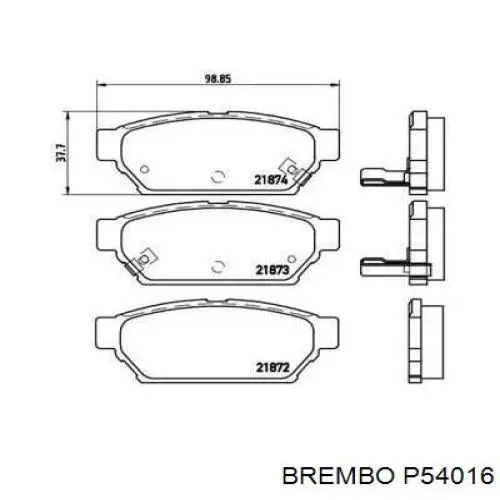 P54016 Brembo задние тормозные колодки