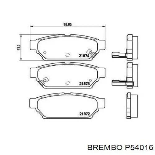 Задние тормозные колодки P54016 Brembo