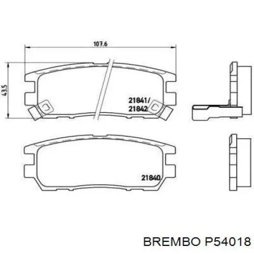 Задние дисковые колодки Brembo P54018