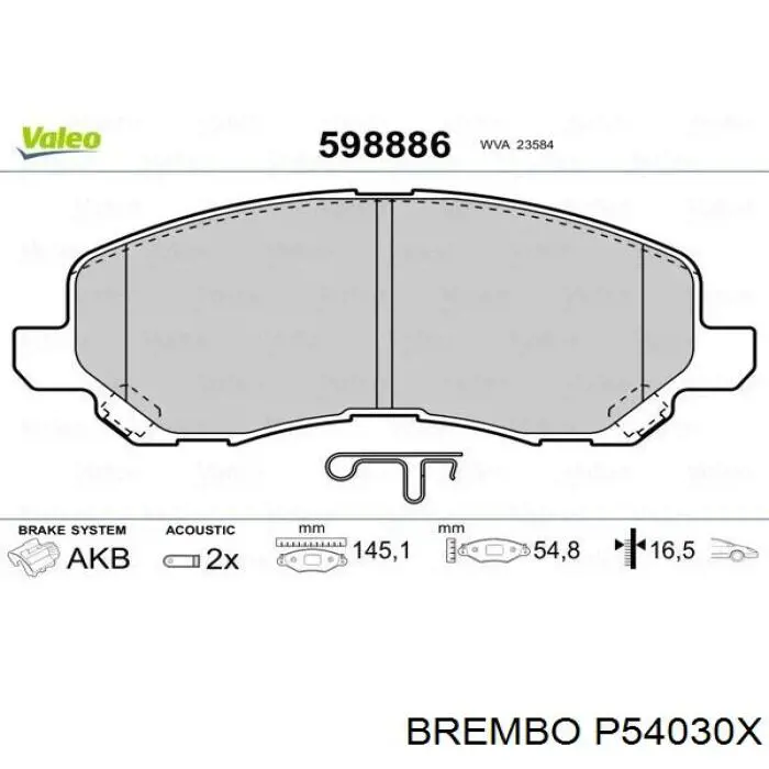Купить P54030X Brembo Колодки тормозные