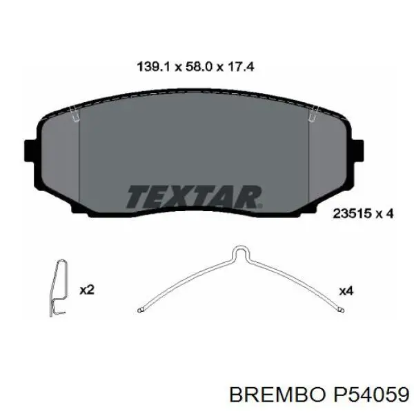 Передние тормозные колодки P54059 Brembo