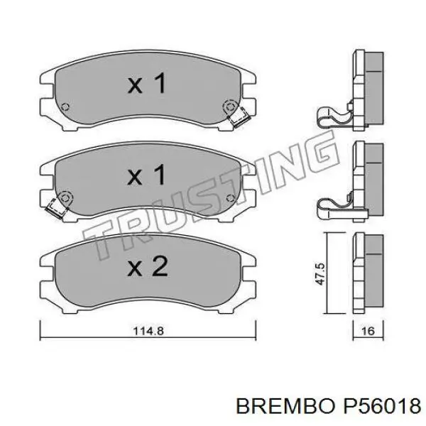P56018 Brembo колодки тормозные передние дисковые