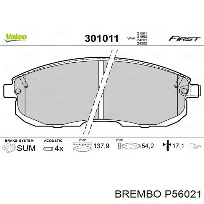 Купить P56021 Brembo Колодки тормозные