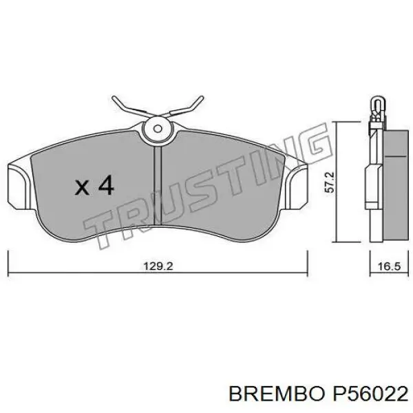 Тормозные колодки Brembo P56022