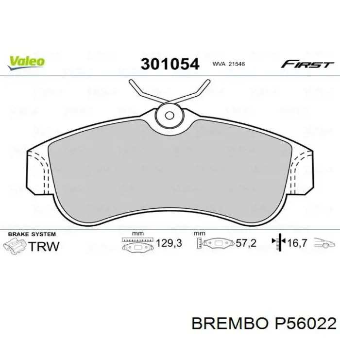 Передние тормозные колодки P56022 Brembo