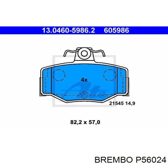 Задние тормозные колодки P56024 Brembo