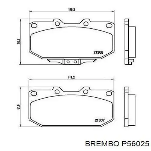 Колодки гальмівні передні, дискові P56025 Brembo