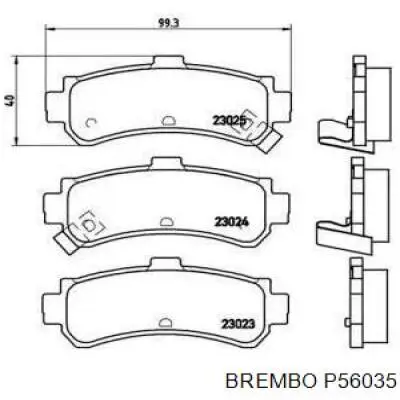 P56035 Brembo колодки тормозные задние дисковые