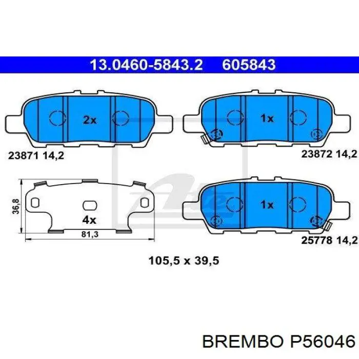Задние тормозные колодки P56046 Brembo