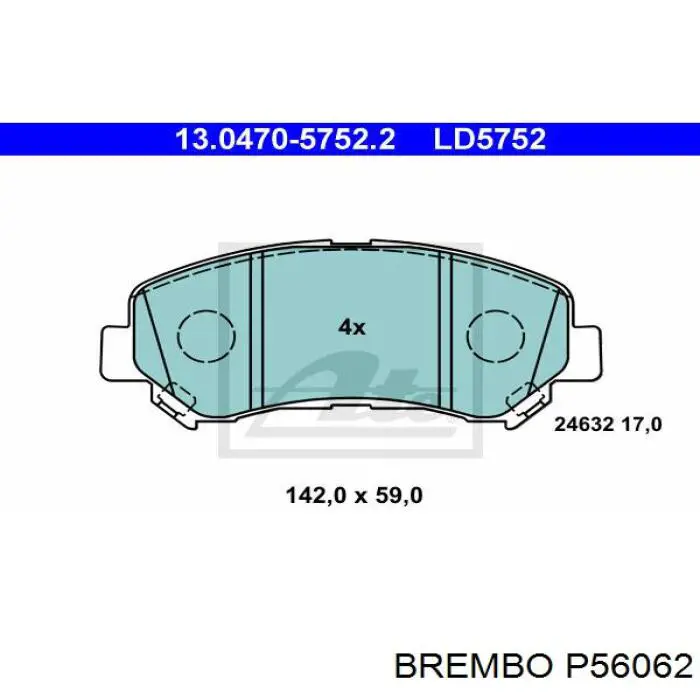 Передние тормозные колодки P56062 Brembo