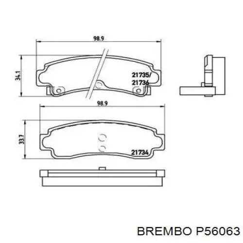 Задние тормозные колодки P56063 Brembo