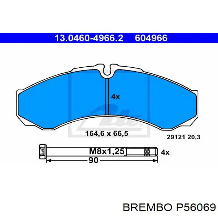 P56069 Brembo Колодки тормозные дисковые комплект