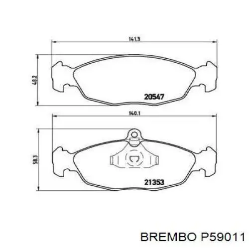 P59011 Brembo колодки тормозные передние дисковые