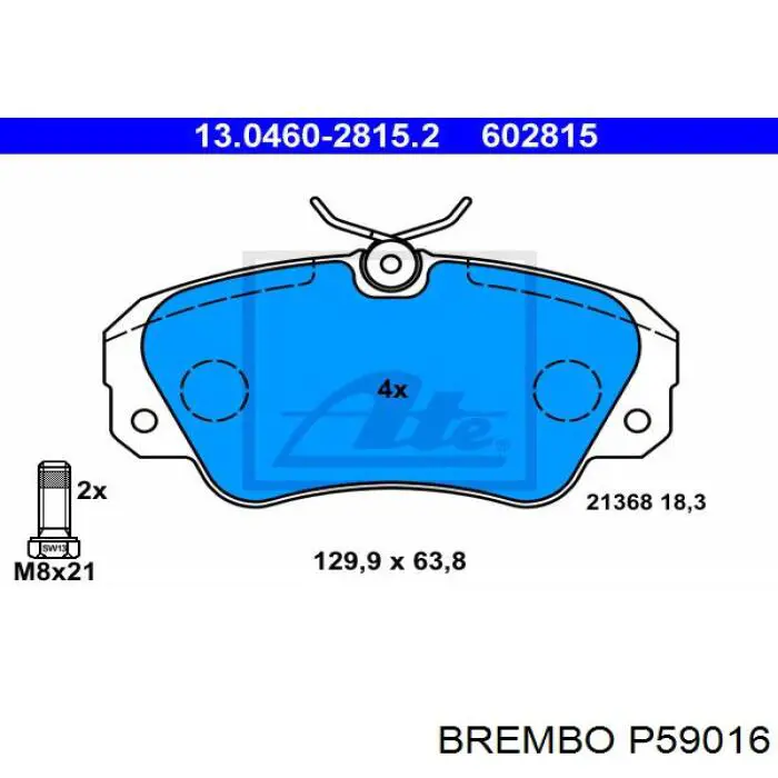 P59016 Brembo Колодки передние