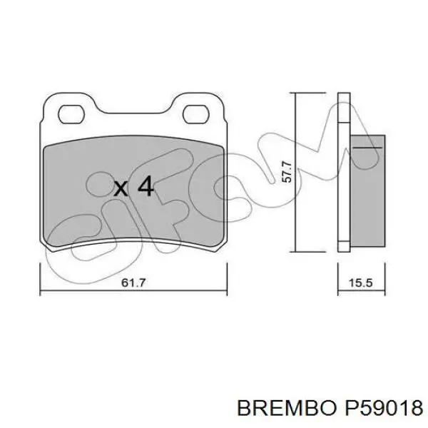 P59018 Brembo Колодки тормозные дисковые комплект