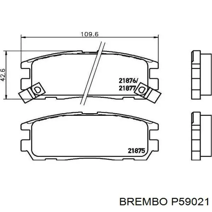 P59021 Brembo колодки тормозные задние дисковые