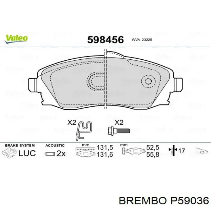 P59036 Brembo Колодки передние