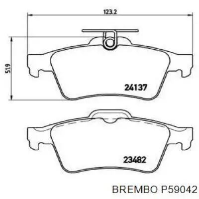 P59042 Brembo Колодки тормозные дисковые комплект
