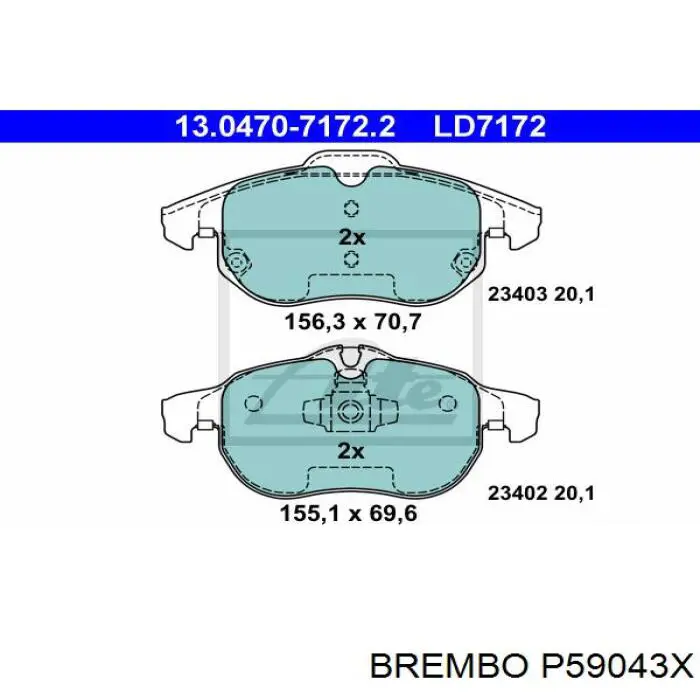 Тормозные колодки Brembo P59043X