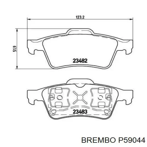 Задние дисковые колодки Brembo P59044