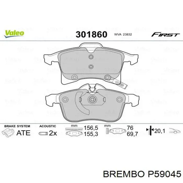 Передние тормозные колодки P59045 Brembo