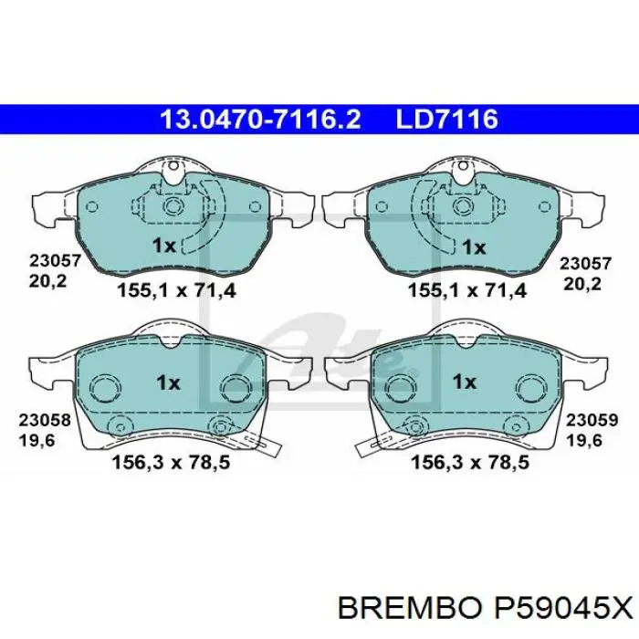 Колодки Brembo P59045X цена, от 23.31 USD
