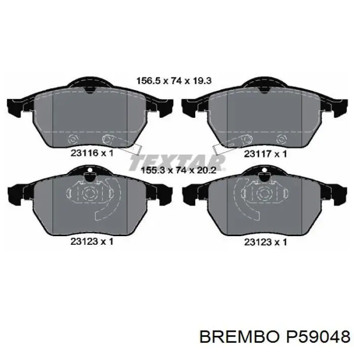 P59 048 Brembo колодки тормозные передние дисковые