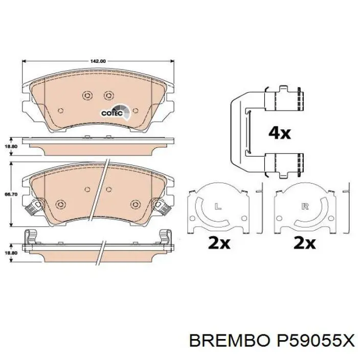 Колодки Brembo P59055X цена, от 38.61 USD