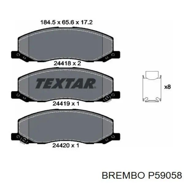 P59058 Brembo колодки тормозные передние дисковые