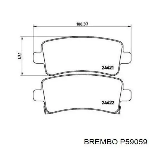 P59059 Brembo Колодки тормозные дисковые комплект
