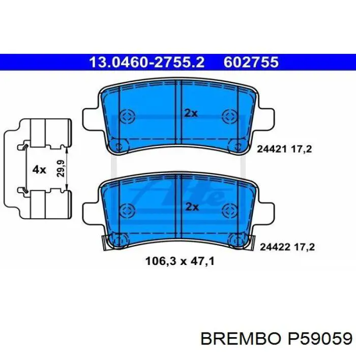 Задние тормозные колодки P59059 Brembo