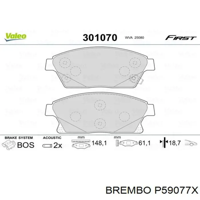 Колодки Brembo P59077X цена, от 28.68 USD