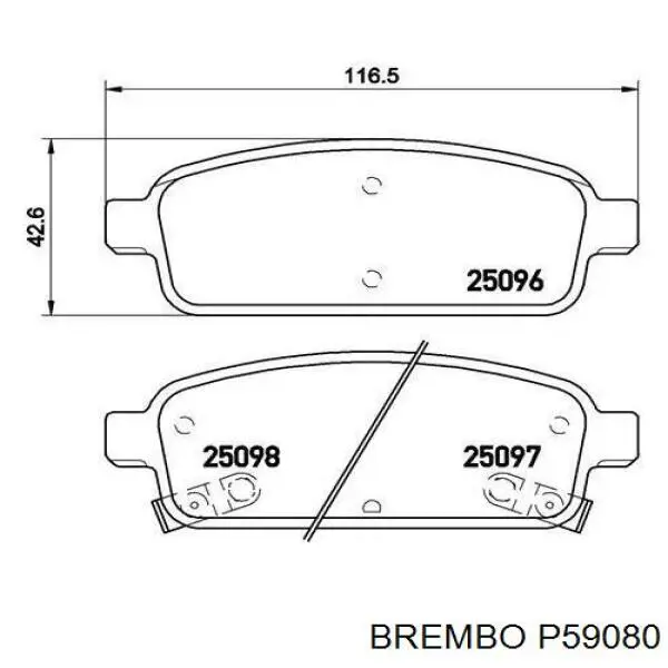 Задние дисковые колодки Brembo P59080
