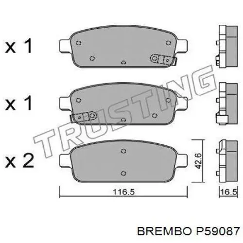 Задние тормозные колодки P59087 Brembo