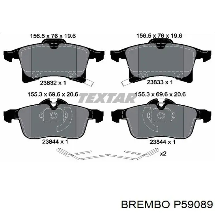 P59 089 Brembo sapatas do freio dianteiras de disco