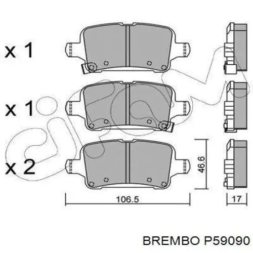 Задние дисковые колодки Brembo P59090