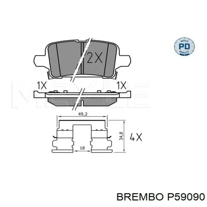 P59090 Brembo Колодки тормозные дисковые комплект