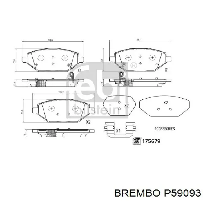 Купить P59093 Brembo Колодки тормозные