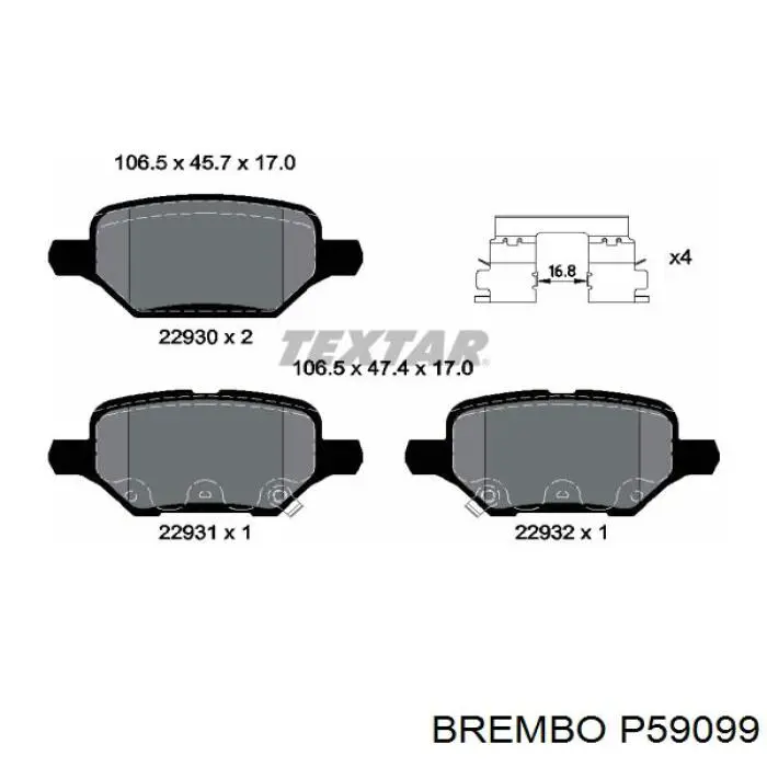 P59099 Brembo sapatas do freio traseiras de disco