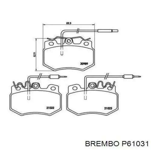 P61031 Brembo колодки тормозные передние дисковые