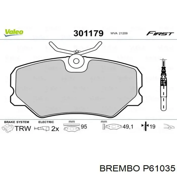 Передние тормозные колодки P61035 Brembo