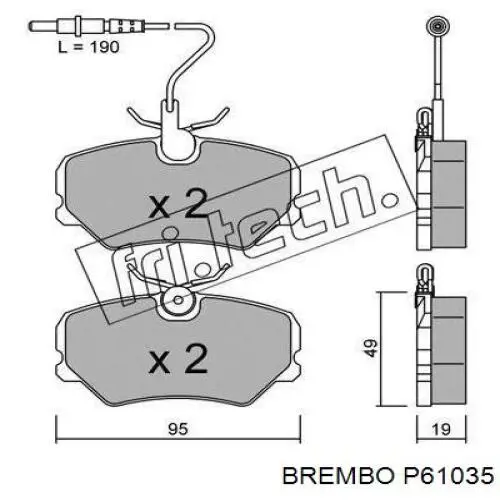 Тормозные колодки Brembo P61035