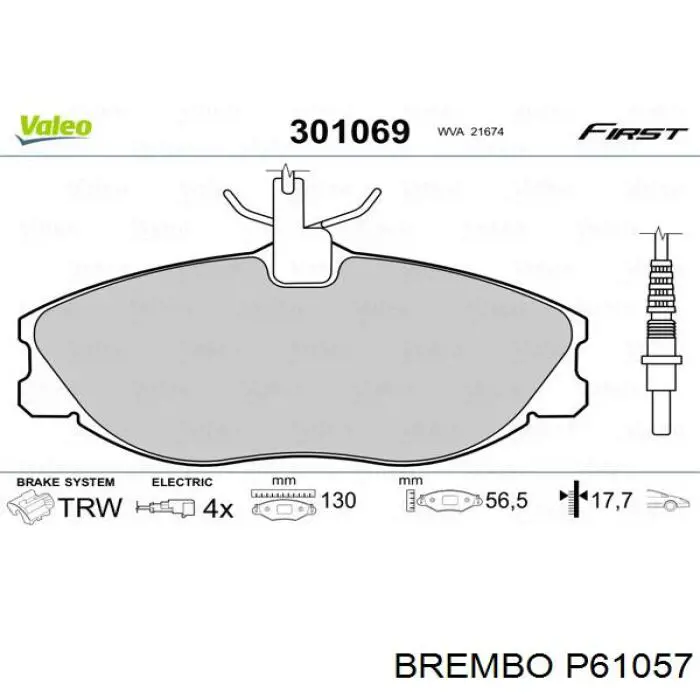 Тормозные колодки Brembo P61057