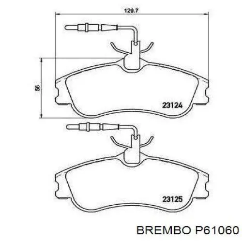 Тормозные колодки Brembo P61060