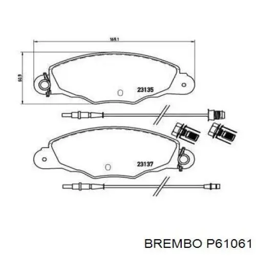 P61061 Brembo передние тормозные колодки