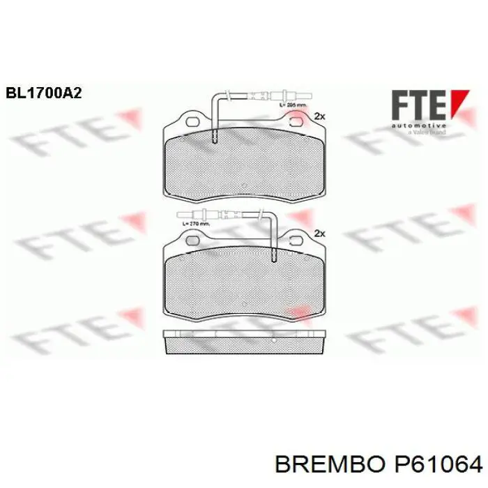 P61064 Brembo Колодки передние