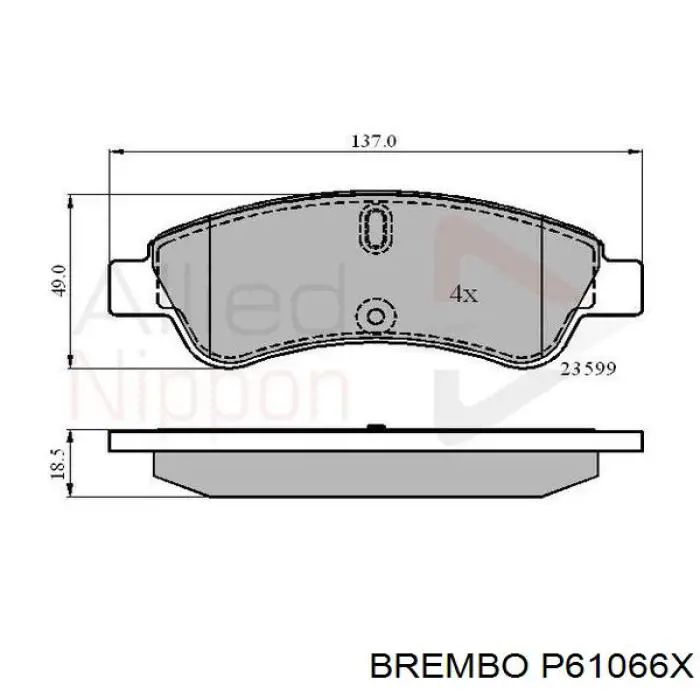 Передние тормозные колодки P61066X Brembo